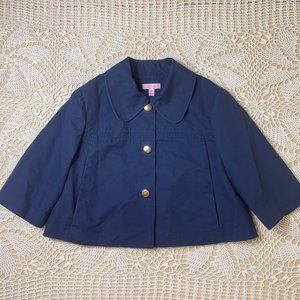 Lilly Pulitzers Girls 6 Years Navy Blue Blazer Boxy Collared Jacket